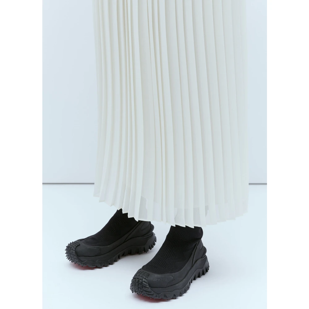 Moncler Geplooide Rok met Contrasterende Tailleband White Dames