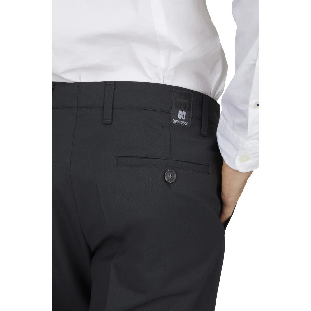 club of comfort Comfortabele platte voorkant wollen stretchbroek Black Dames