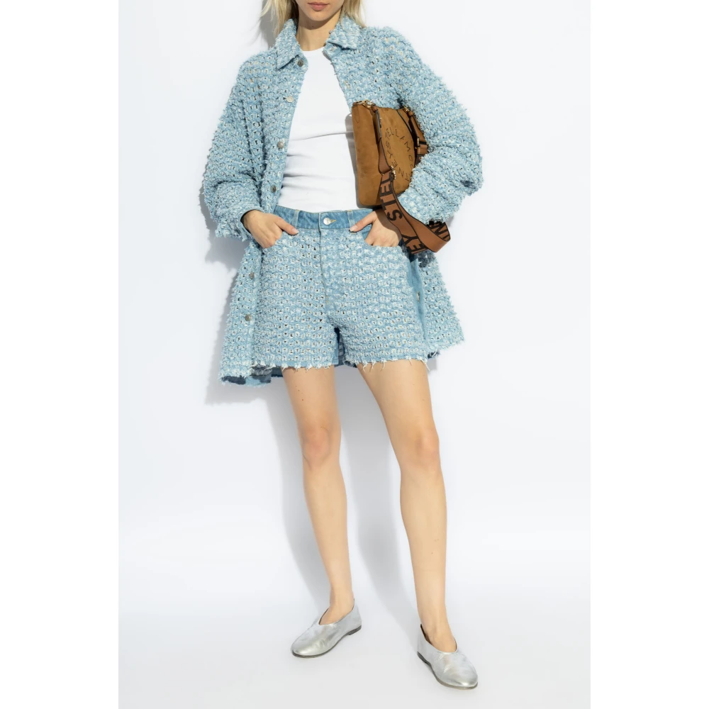 Stella Mccartney Hoge taille denim shorts Blue Dames
