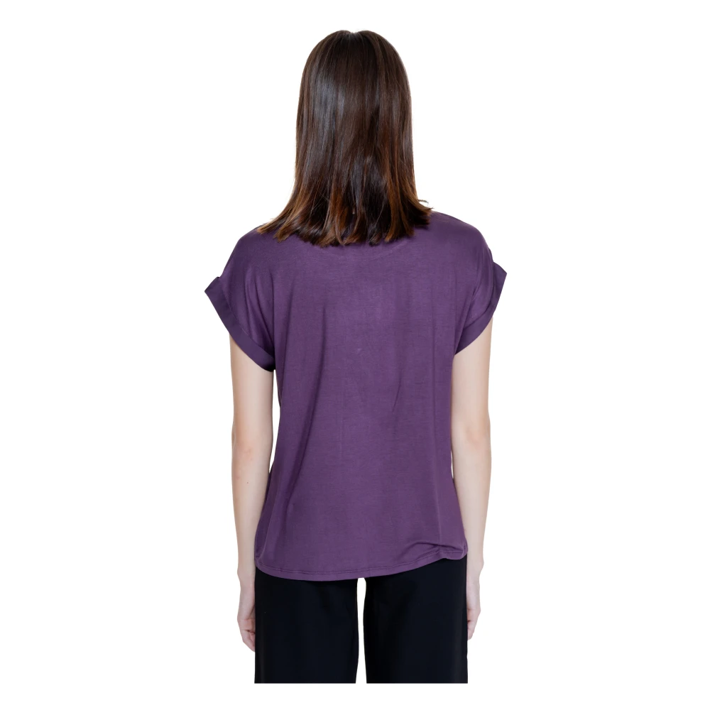 Vila Satin Top Dames T-Shirt Lente Zomer Purple Dames