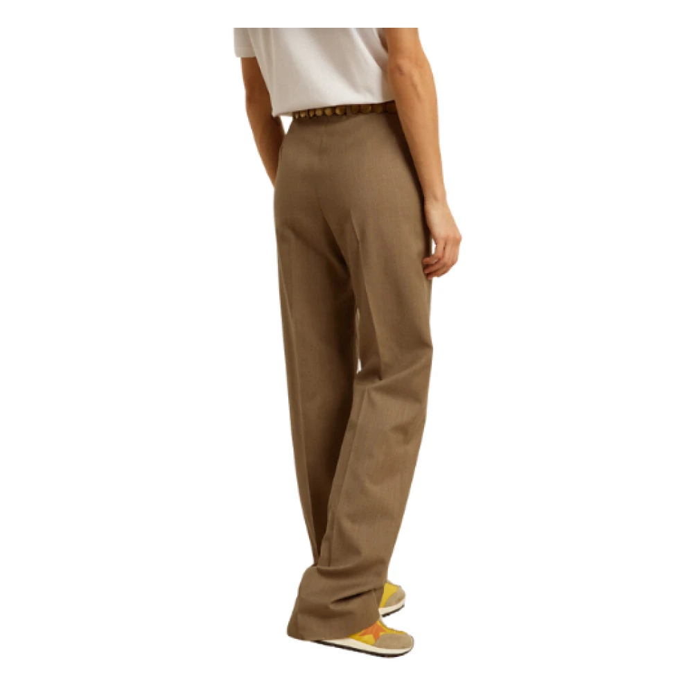 Golden Goose Tortora Straight Leg Wool Pants Brown Dames