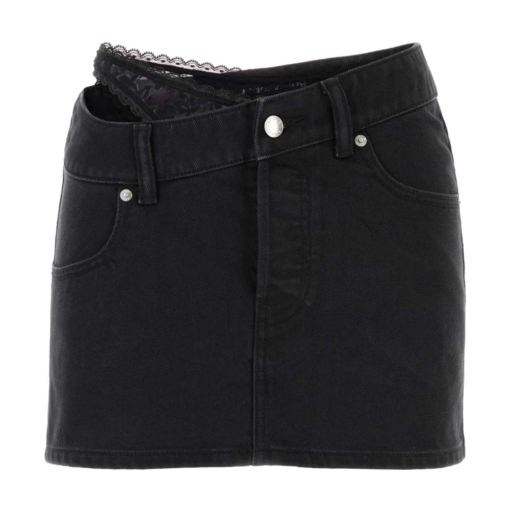 Alexander wang Zwarte Denim Mini Rok Black Dames