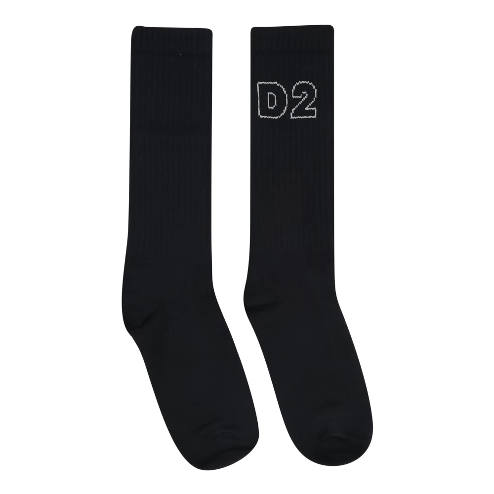 Dsquared2 Black Cotton Blend Socks - Male - Kids Socks - L - Kids