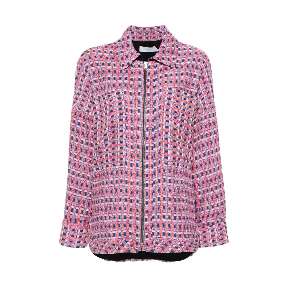 IRO Roze Tweed Franje Buitenjas Multicolor Dames