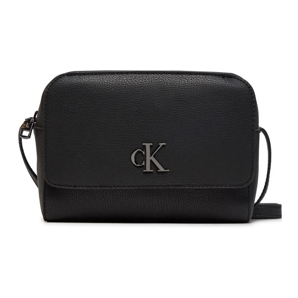 Calvin Klein Jeans Zwarte Schoudertas van Nep Leer met Ritssluiting Black Dames