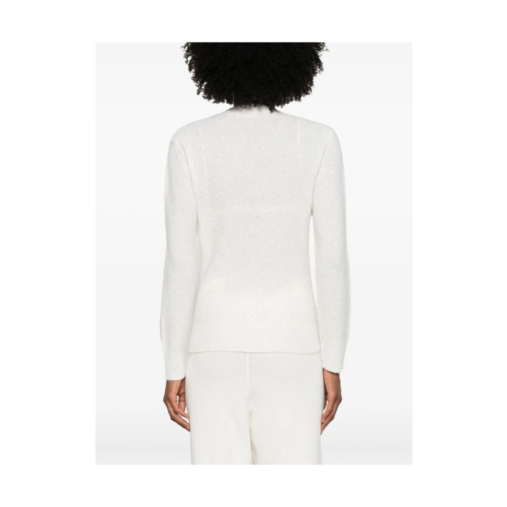 Fabiana Filippi Witte Pailletten Versierde Gebreide Trui White Dames