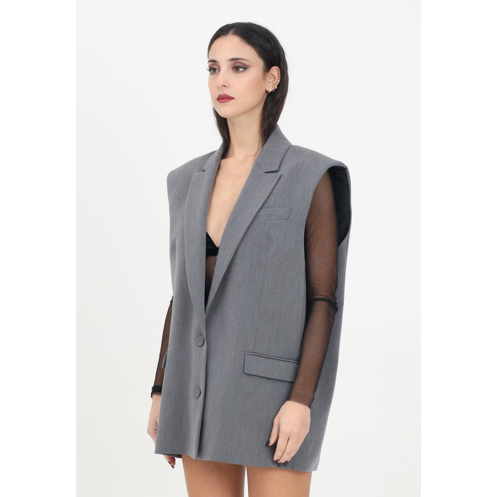 PATRIZIA PEPE Grijze Jassen Androgyn Stijl Gray Dames