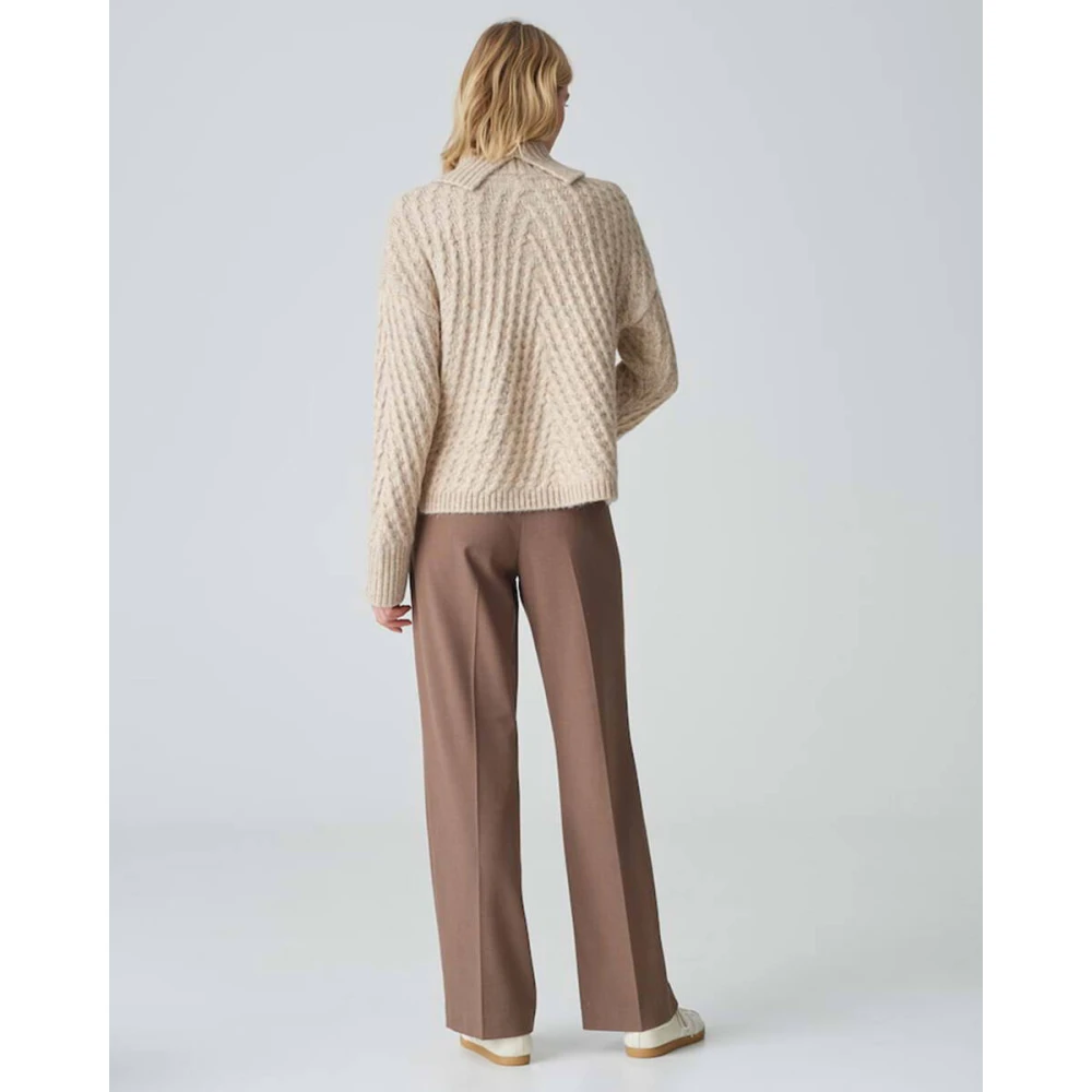 Opus Stijlvolle Pullover met Plinea Detail Brown Dames