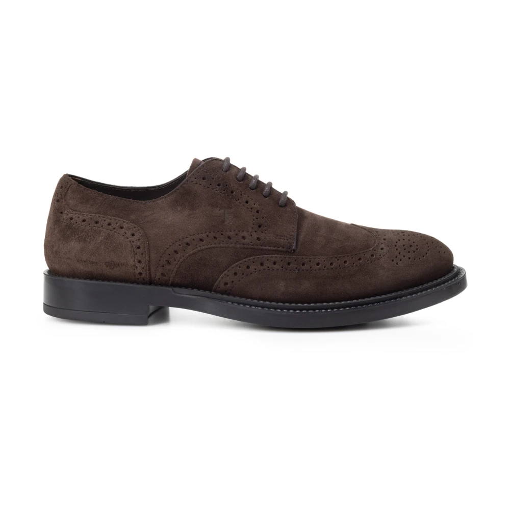 TOD'S Donkerbruine Suède Veterschoenen Brown Heren