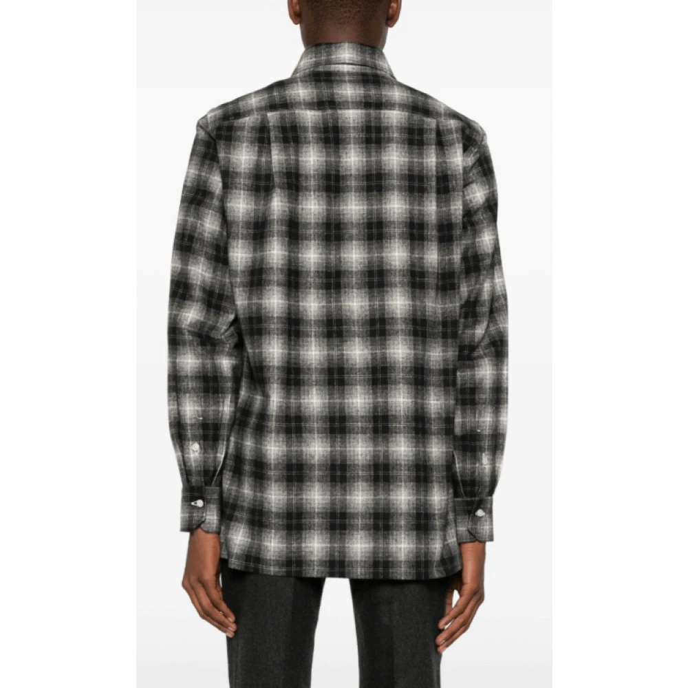 Kiton Zwarte Flanellen Overhemd met Knoopsluiting Black Heren