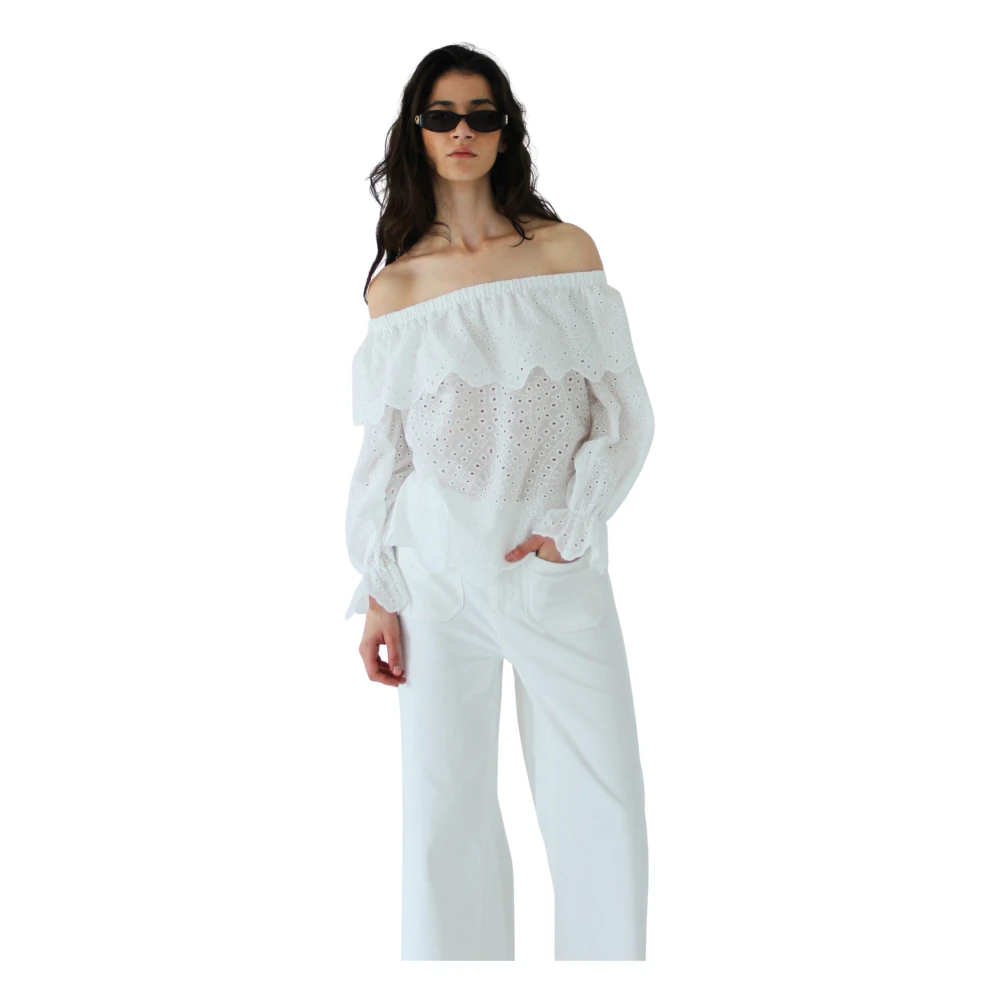 Designers Remix Luna Off-Shoulder Blouse Beige Dames