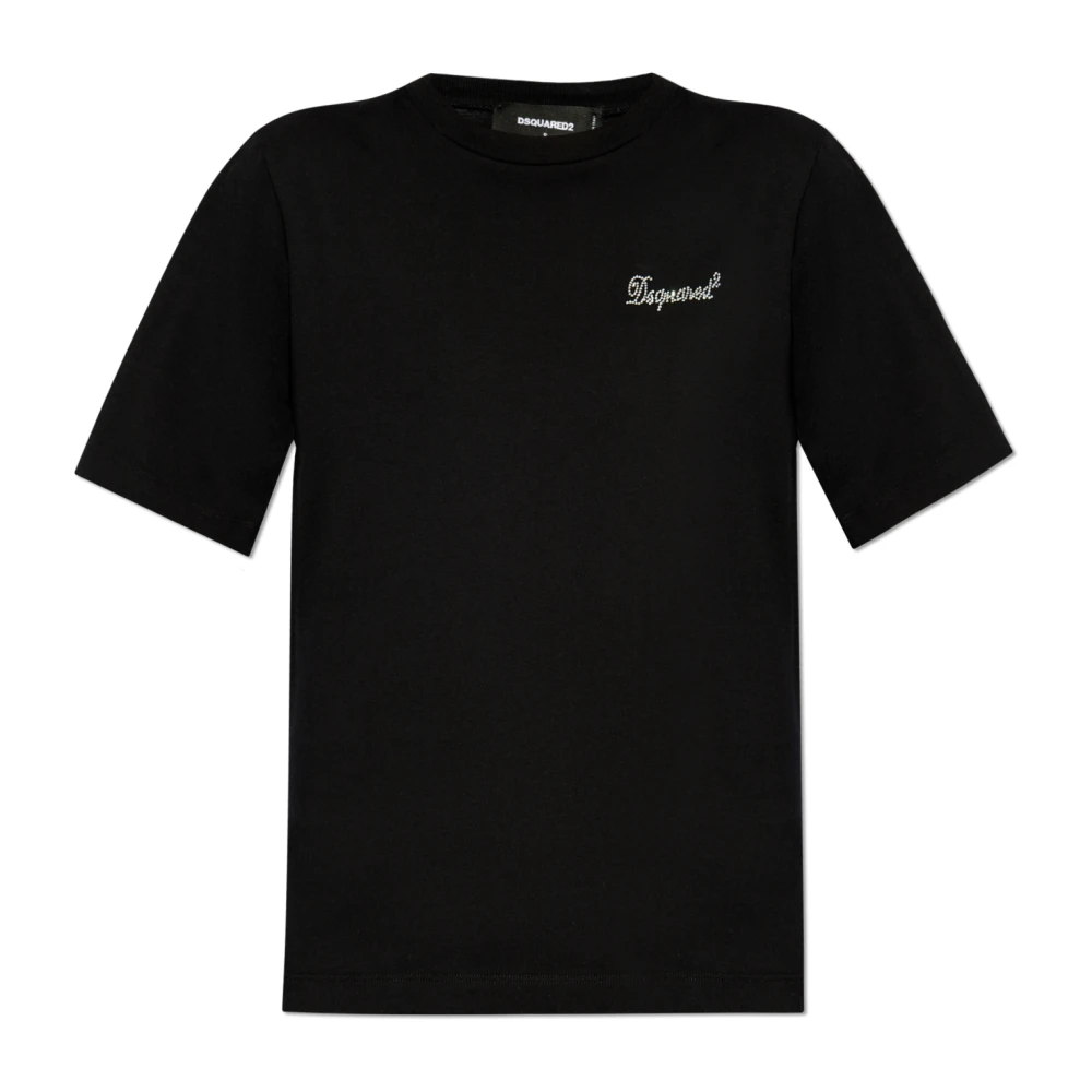 Dsquared2 T-shirt met glinsterende kristallen Black Dames