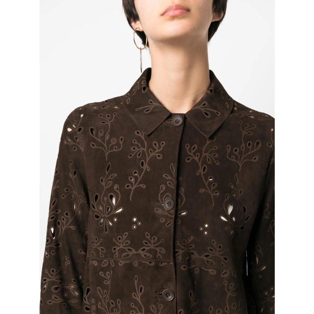 S.w.o.r.d 6.6.44 Laser Cutout Chocolade Suede Jas Brown Dames