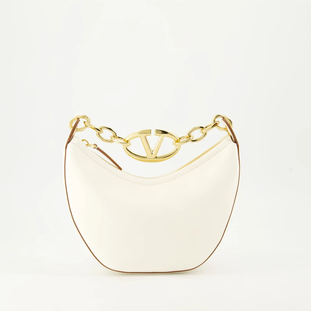 Valentino Garavani Witte VLogo Moon Hobo Tas Beige Dames