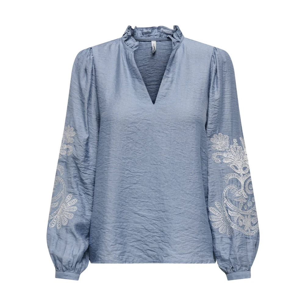 Only Lange mouw top in New Malou-stijl Blue Dames