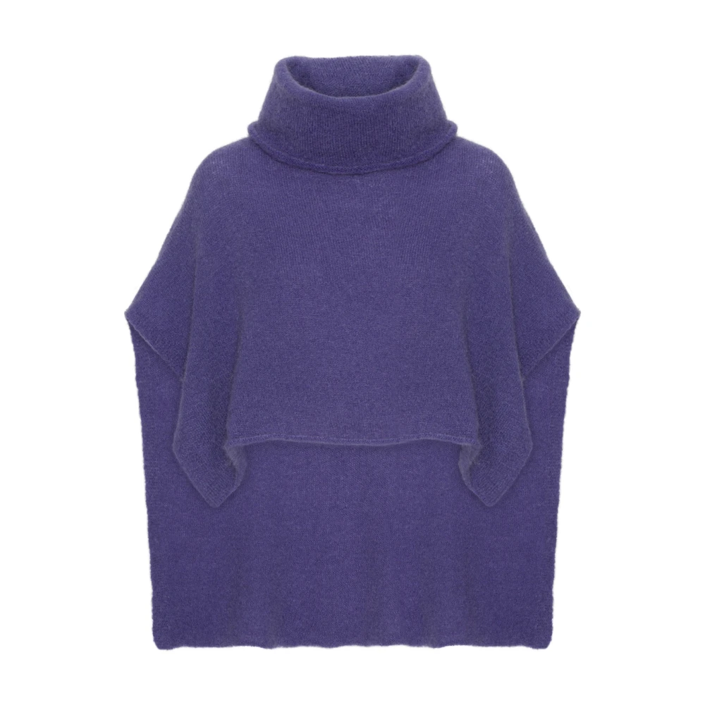 American Dreams Elegant Violet Roll Neck Poncho Purple, Dam