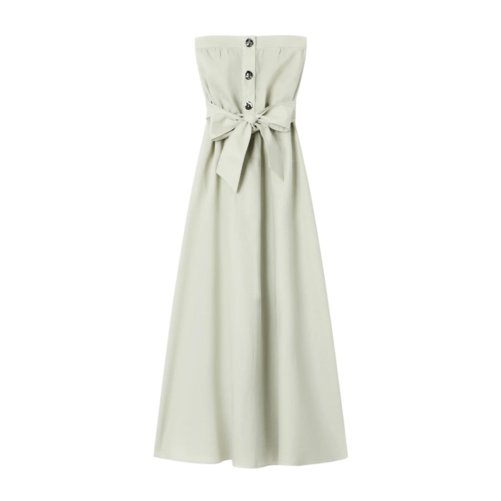 Armani Exchange Vrouw Groente Kleedjes Dames, Groen, M, Linnen, Lange Linnen Poplin Jurk