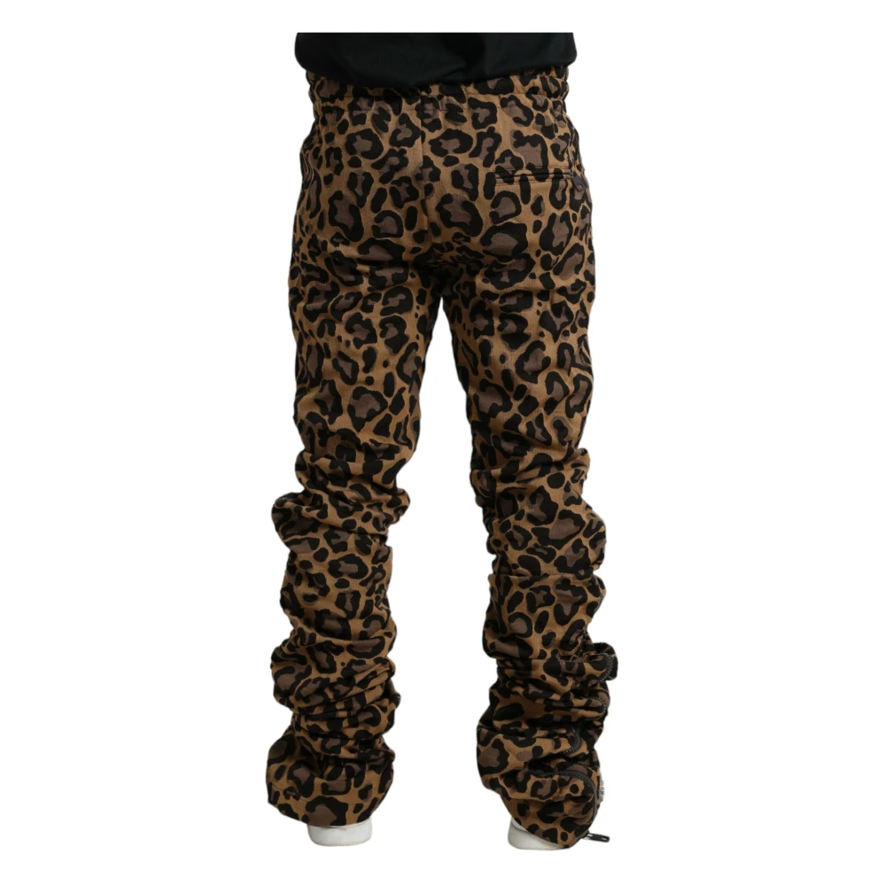 Dolce & Gabbana Leopard Print Jogger Broek Chic Stijl Brown Heren