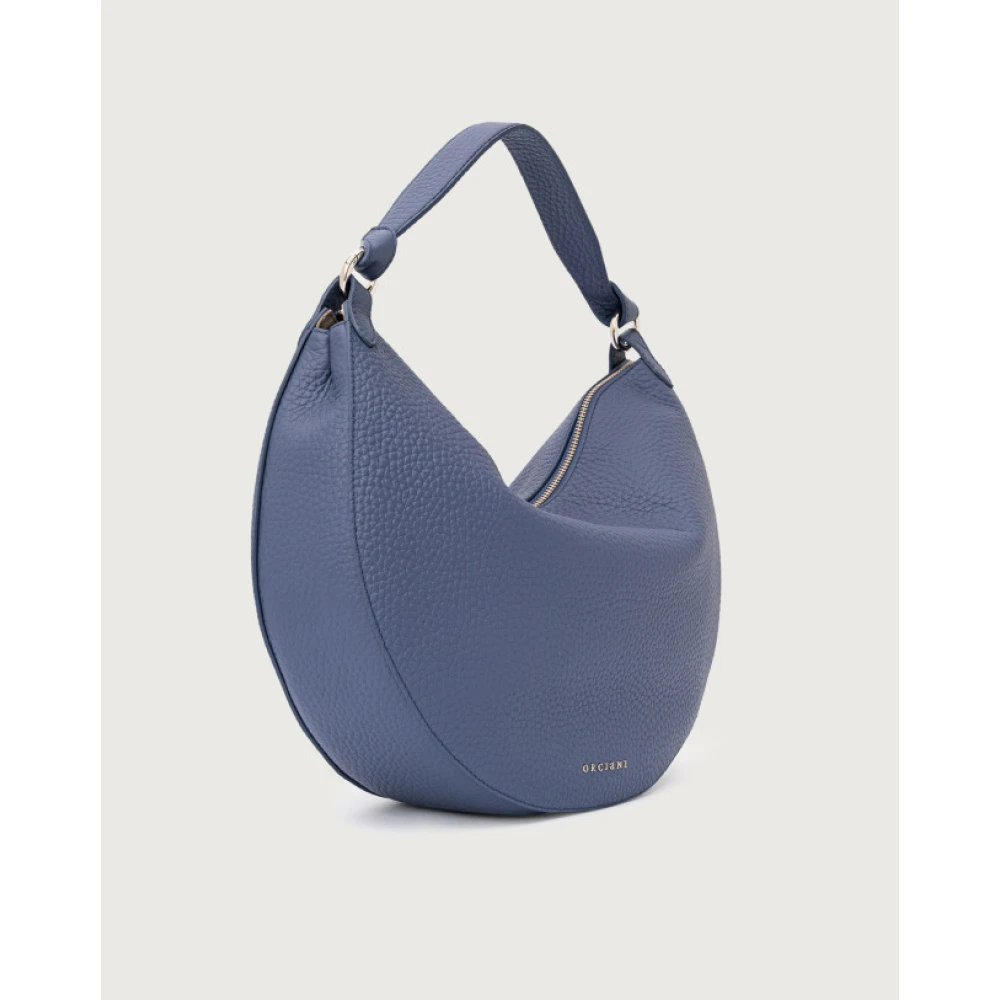 Orciani Zachte leren schoudertas met gehamerd textuur Blue Dames