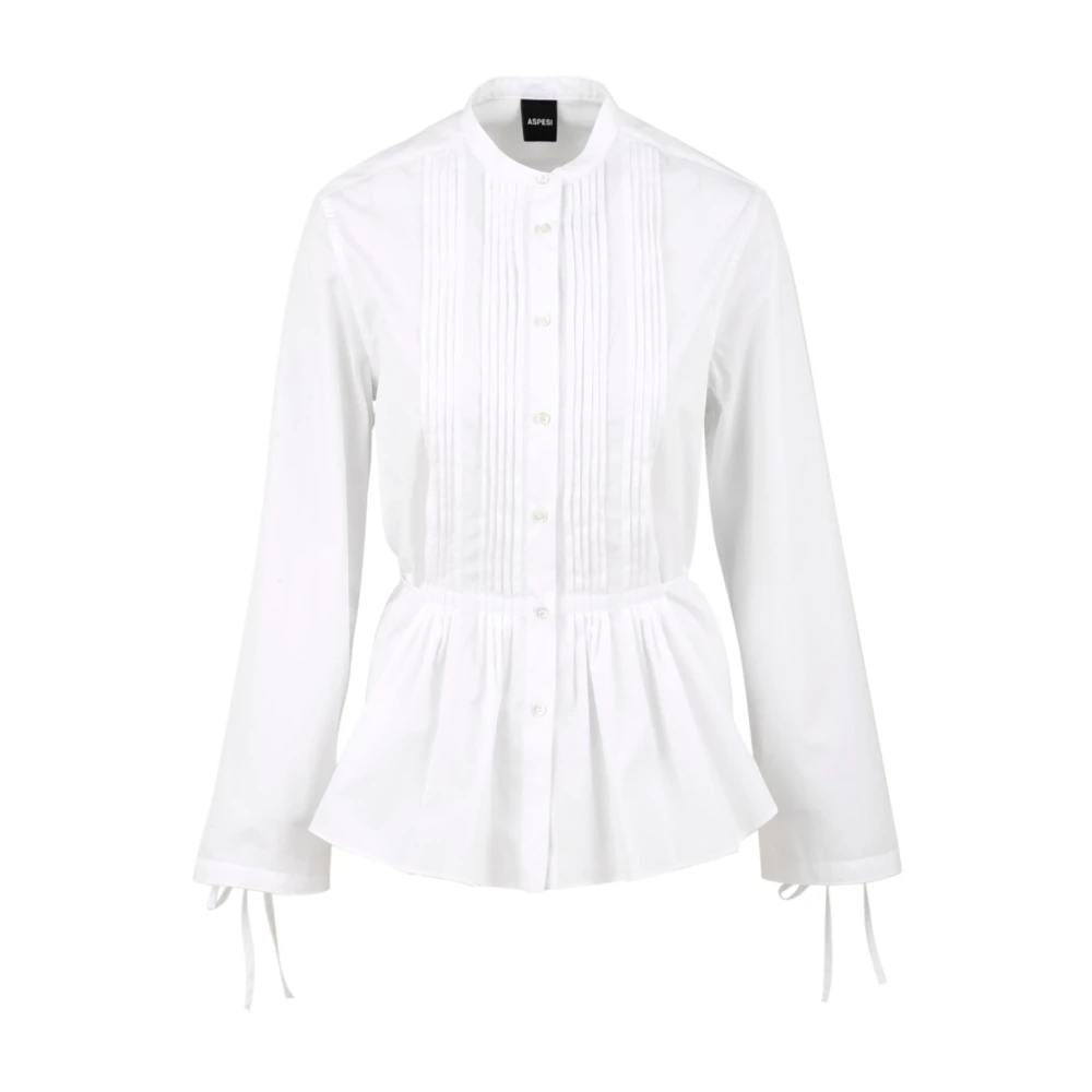 Aspesi Shirt met Mandarijnkraag White Dames
