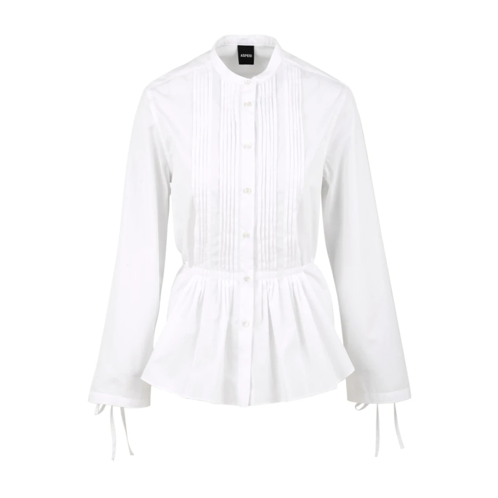 Aspesi Witte shirts met Koreaanse kraag White Dames