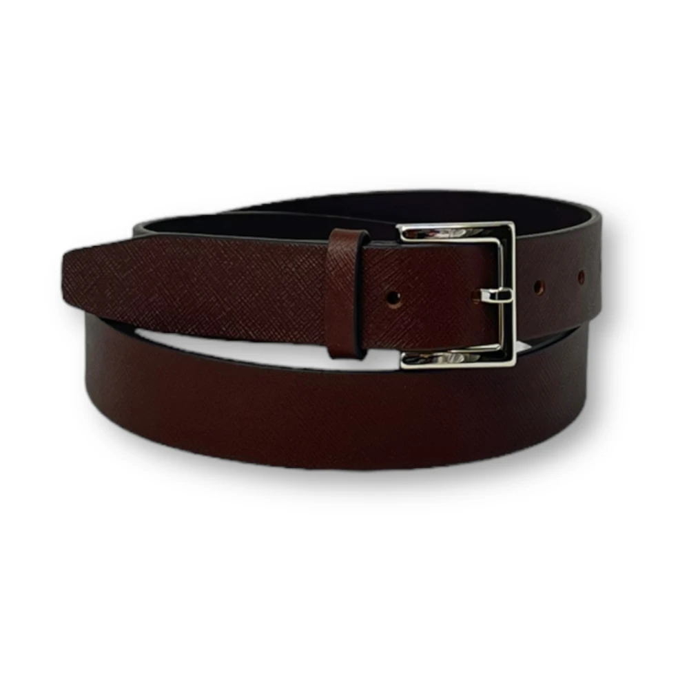 Orciani Basis Saffiano Leren Riem Brown Heren