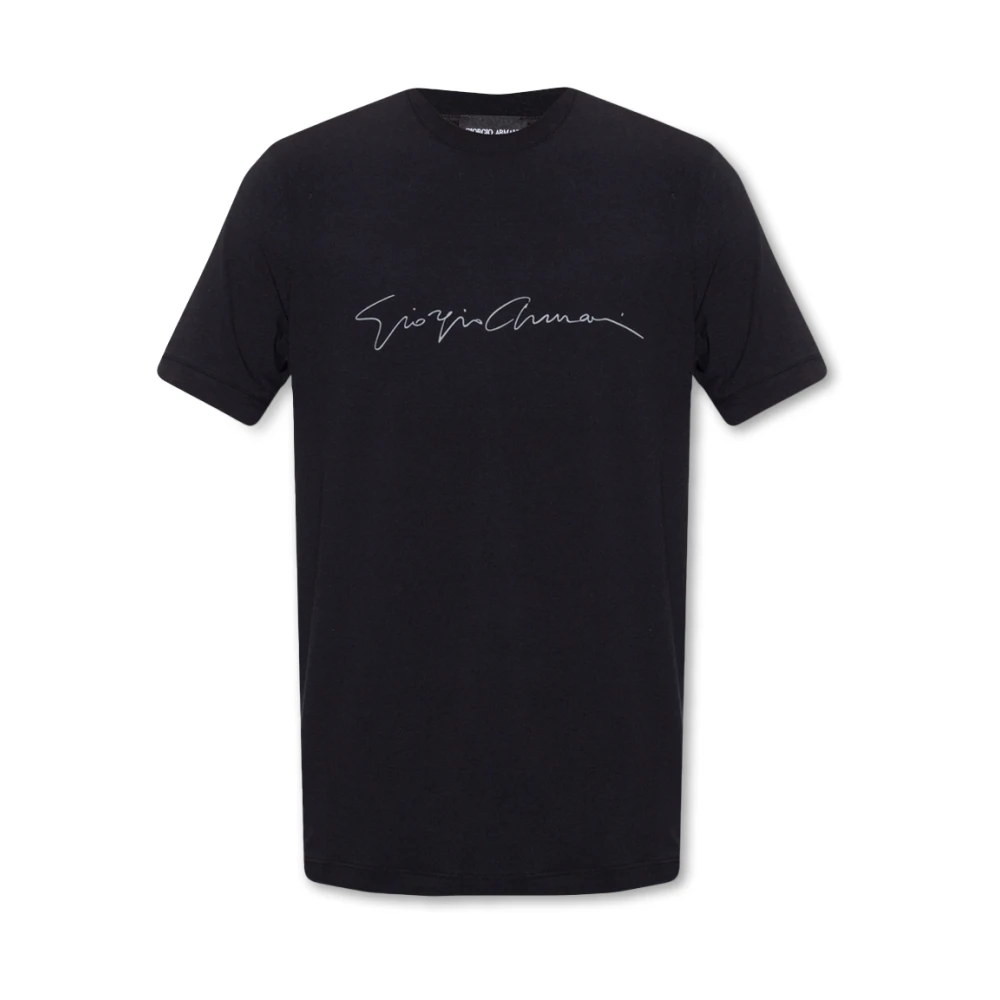 Giorgio Armani Men's Black T-Shirts, Xl, Asv Stretch-Viscose T-Shirt With Signature Logo