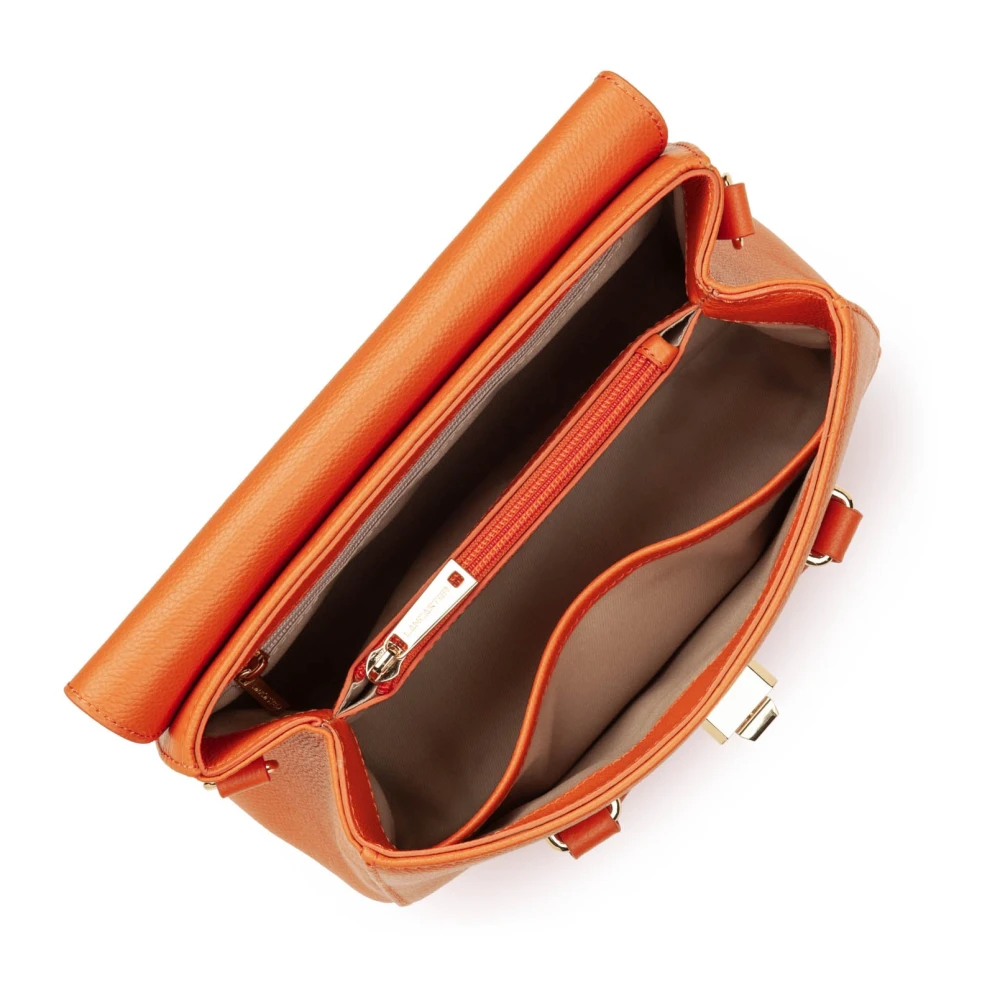 Lancaster Flap Handtas met Metalen Sluiting Orange Dames