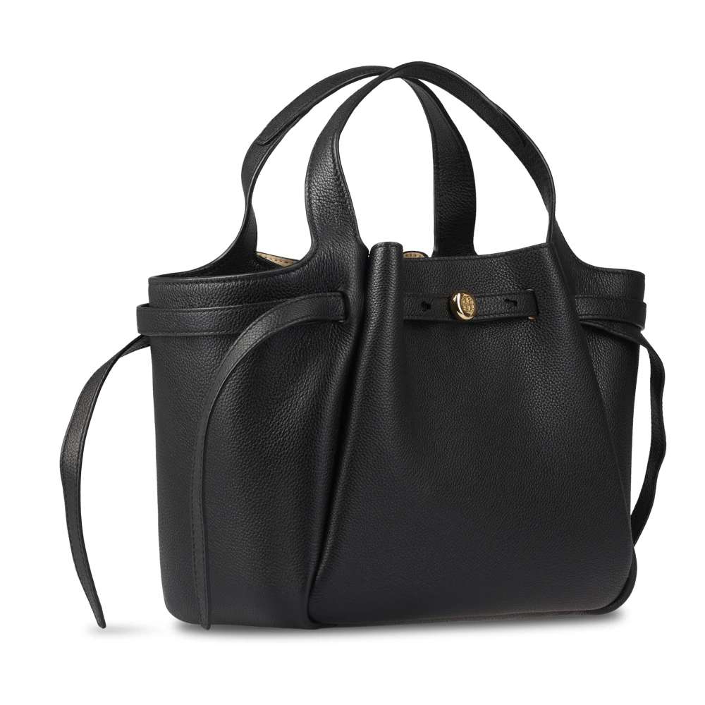 TORY BURCH Zwarte Romy Pebbled Satchel Tas Black Dames