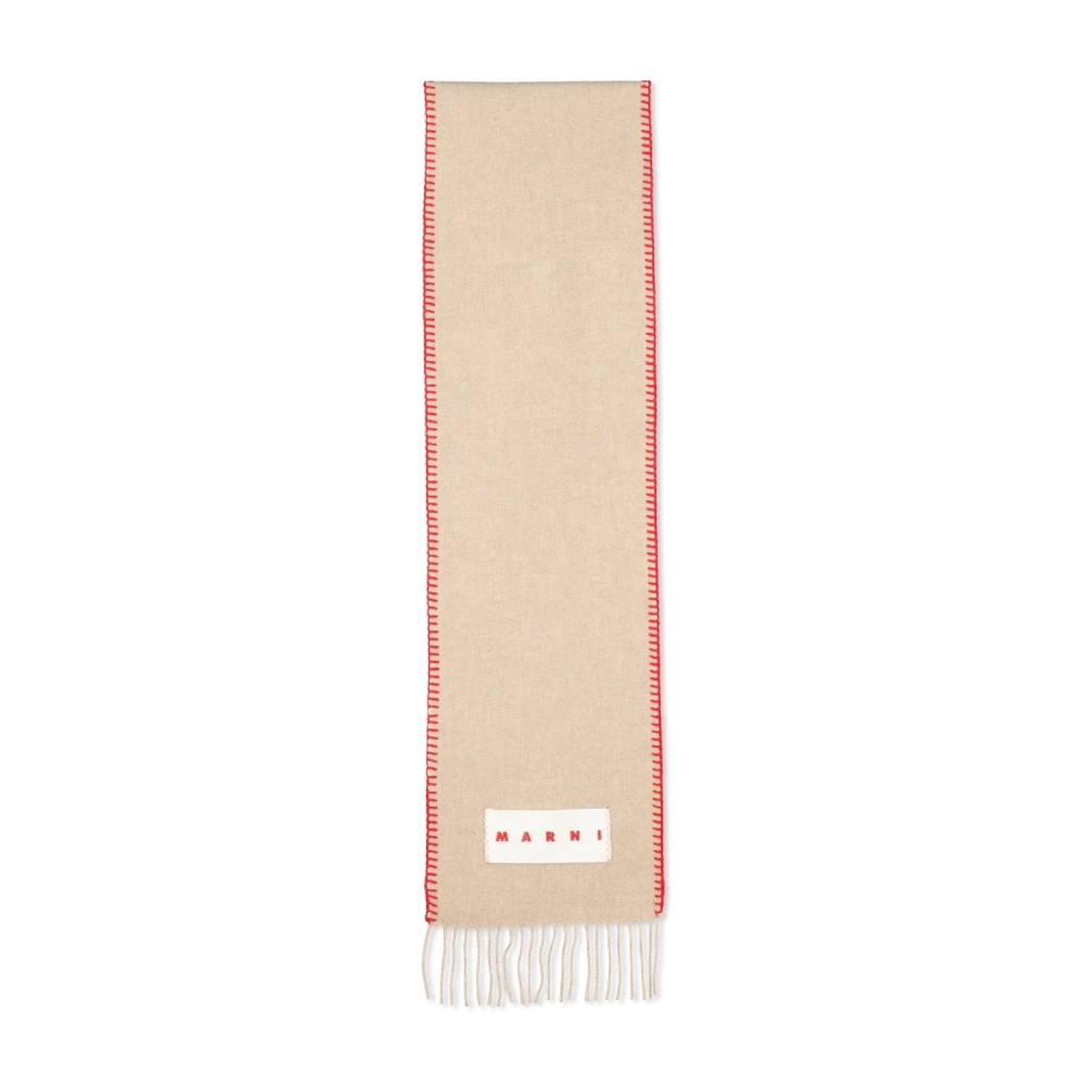 Marni Luxe Cashmere Wol Sjaal met Franjes Beige Heren