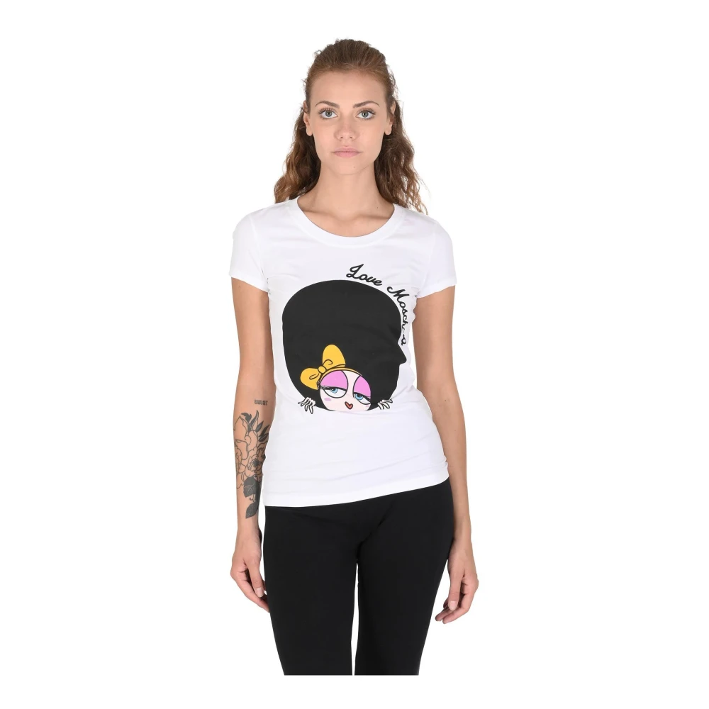 Moschino Witte Katoenen T-shirt met Optische Details White Dames
