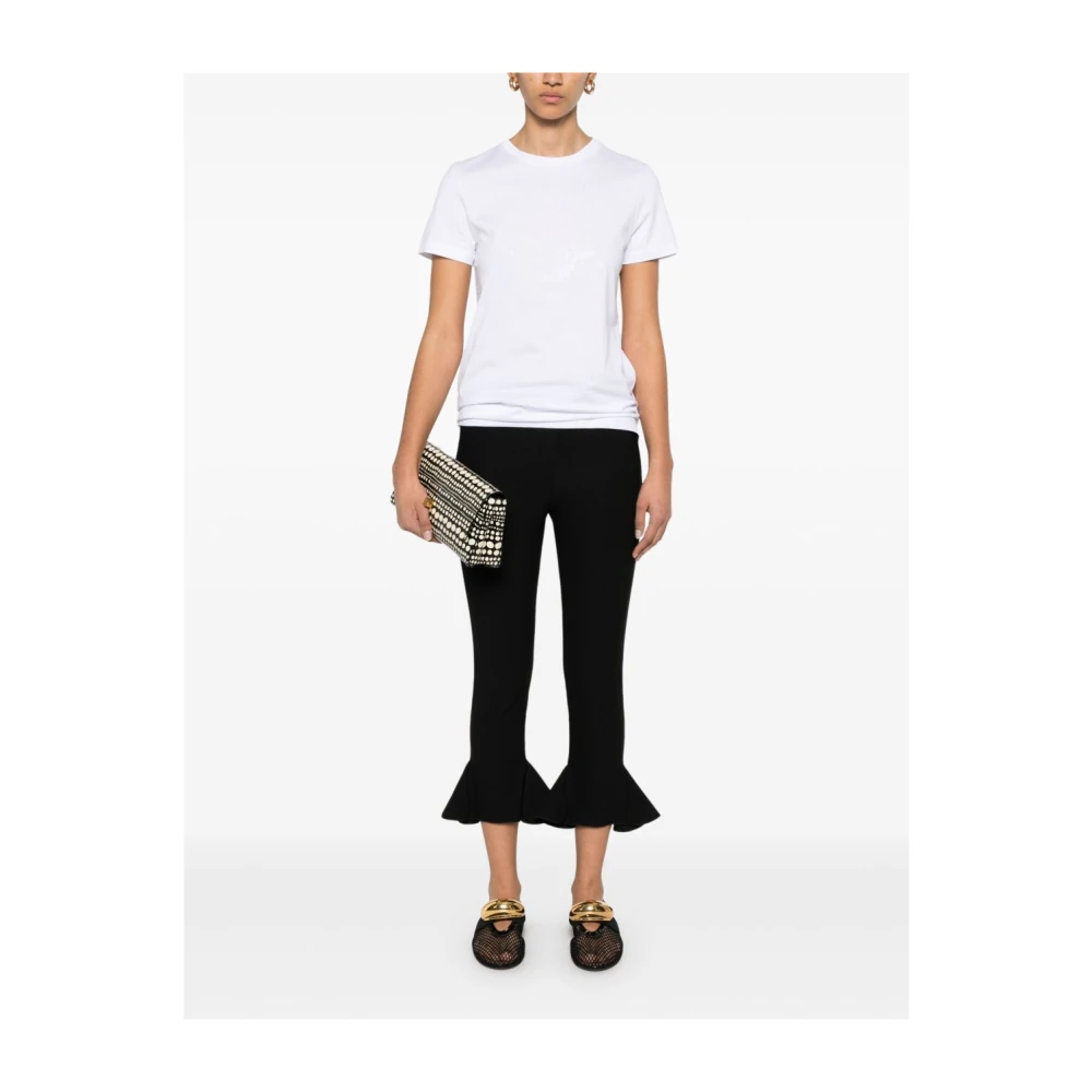 Max Mara Witte Rhinestone Crew Neck T-shirt White Dames