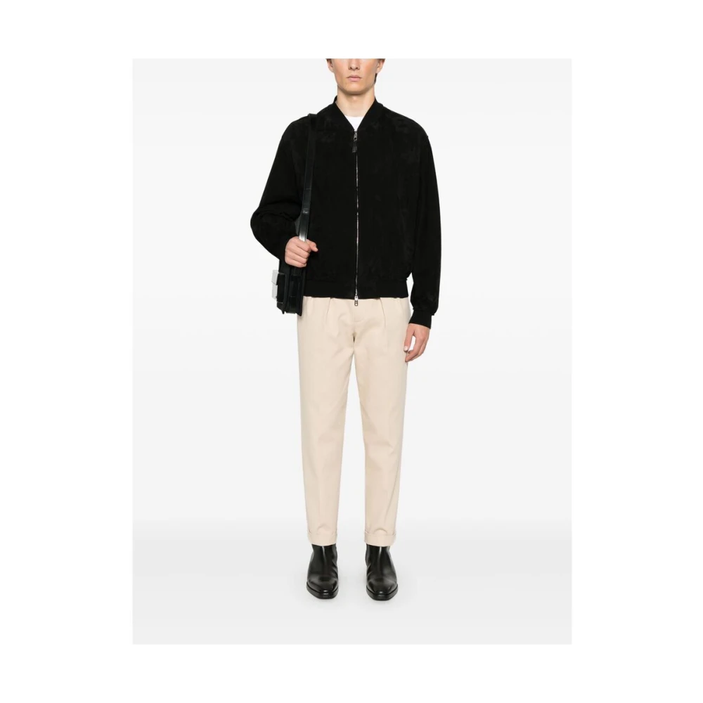 Dolce & Gabbana Zwarte Baseball Kraag Rits Jas Black Heren