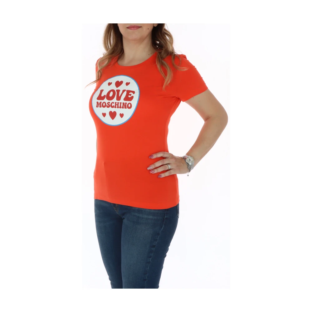 Love Moschino Oranje Bedrukt T-shirt Lente Zomer Essentieel Orange Dames