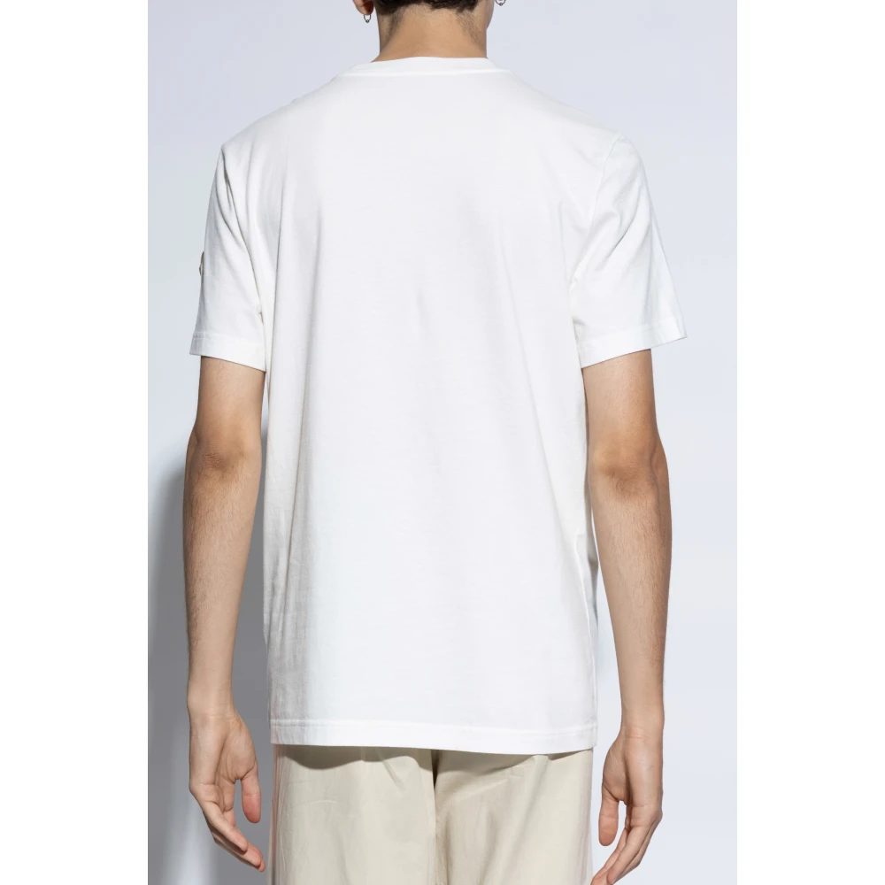 Moncler T-shirt met fluwelen logo White Heren