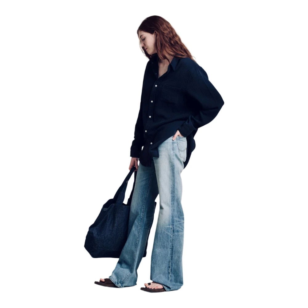 Denimist Navy Gauze Boyfriend Shirt Blue Dames