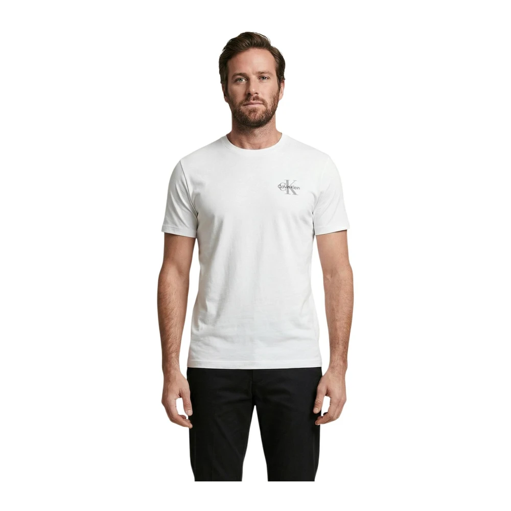Calvin Klein Jeans Men's White Printed Round Neck Short Sleeve Cotton T-Shirt