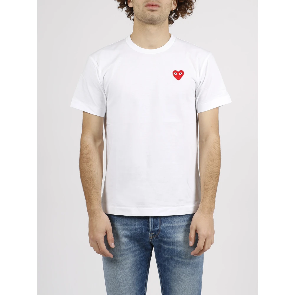 Comme des Garçons Play Ogen Hart Patch T-Shirt White Heren