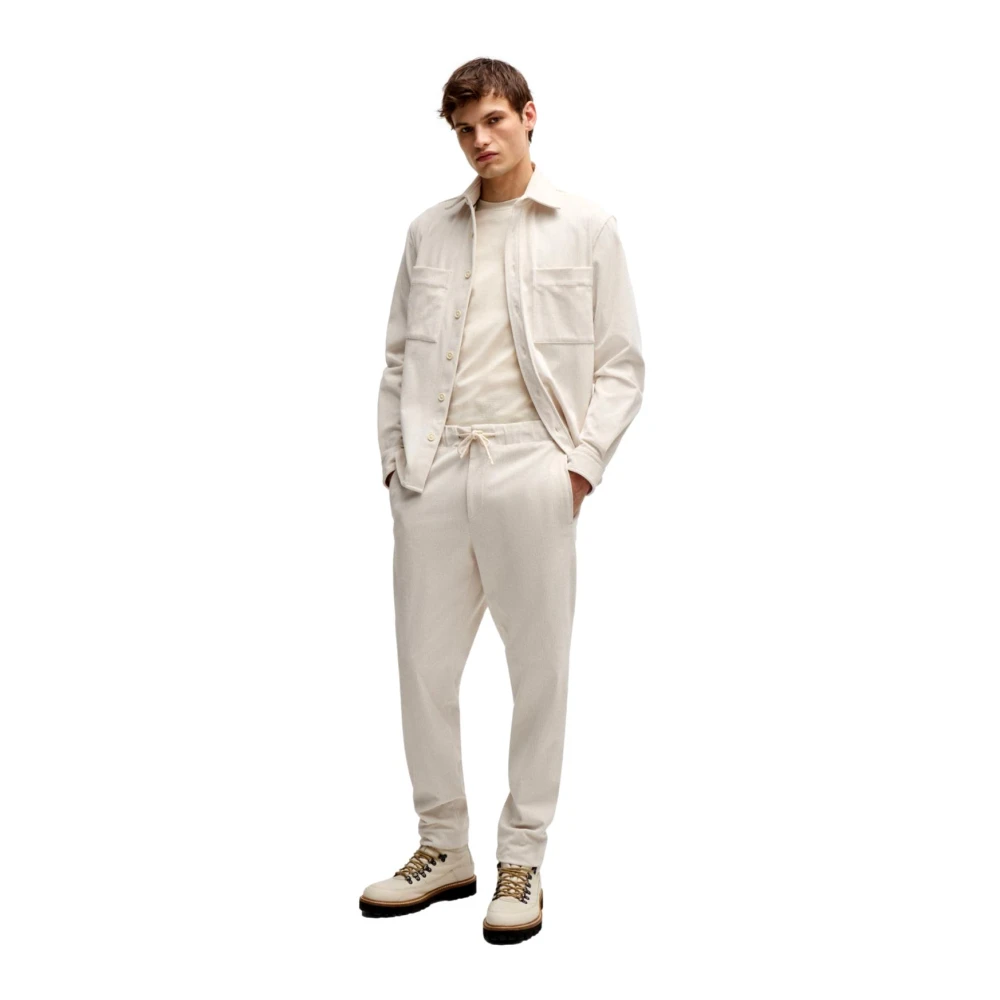 Hugo Boss Ripstop Katoenen T-shirt met Gladde Inzetstukken White Heren
