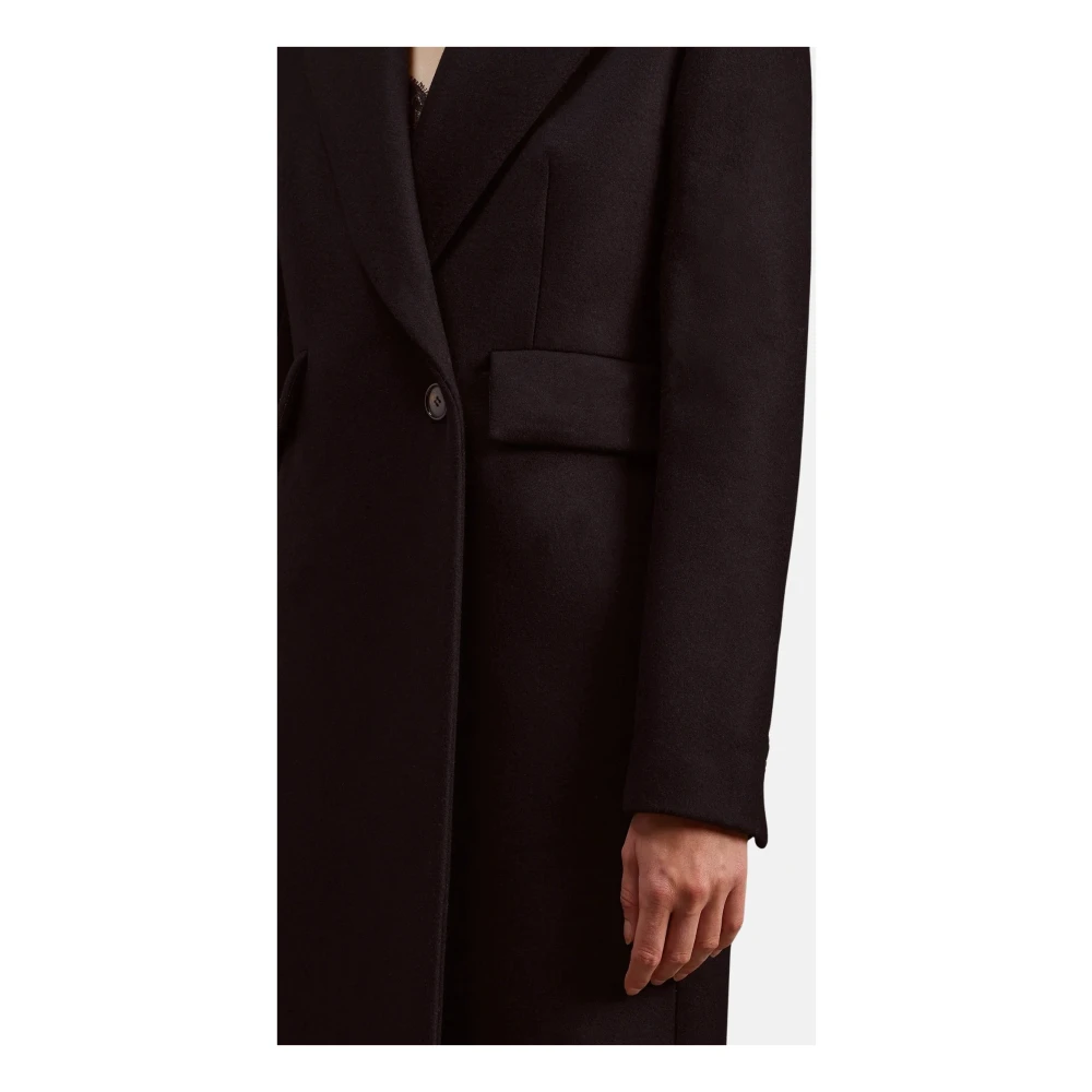 Erika Cavallini Slanke double-breasted jas met midi-lengte Black Dames