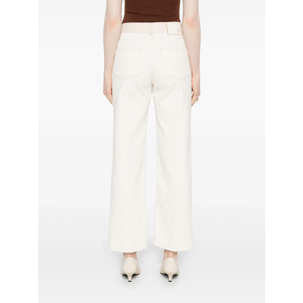Fendi Witte Denim Jeans met FF Motief White Dames