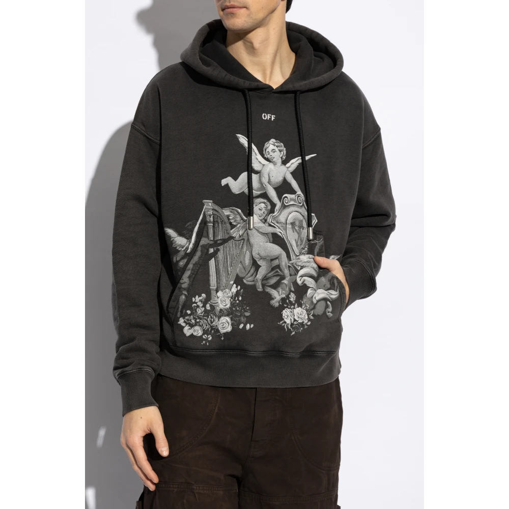 Off White Hoodie Gray Heren