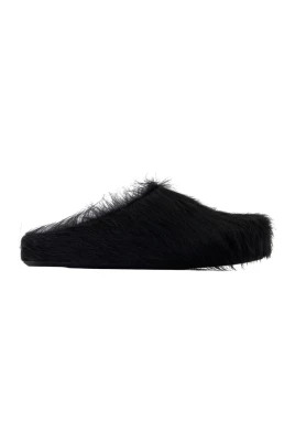 Svart läder slip-on mules