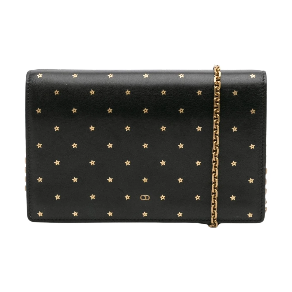 Dior Vintage Women's Black Vintage Clutches, One Size, Pre-Owned Chain Wallet