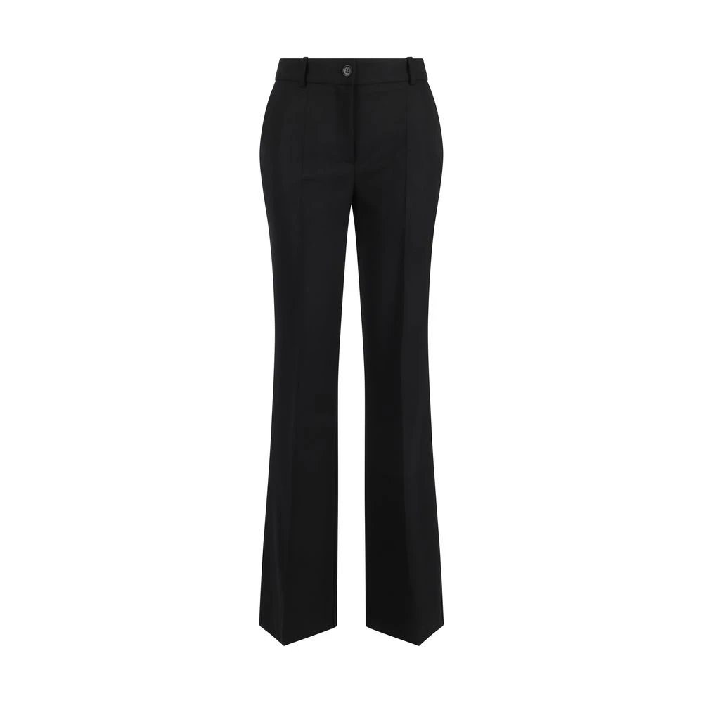 P.a.r.o.s.h. Wollen broek met voorste knoop en rits Black Dames