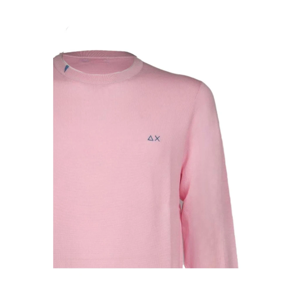 Sun68 Solid Roze Katoenen Ronde Hals Shirt Pink Heren