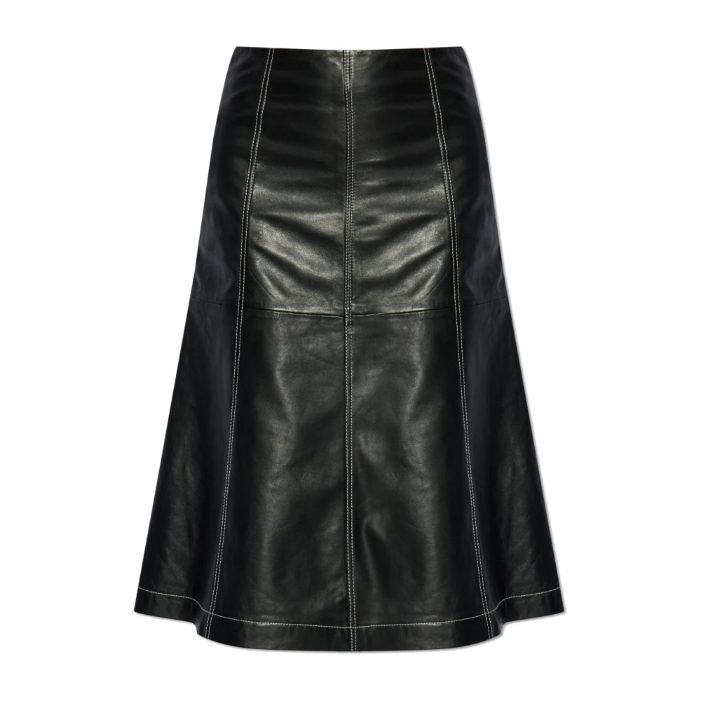 Gestuz Zwarte leren midi-rok Black Dames
