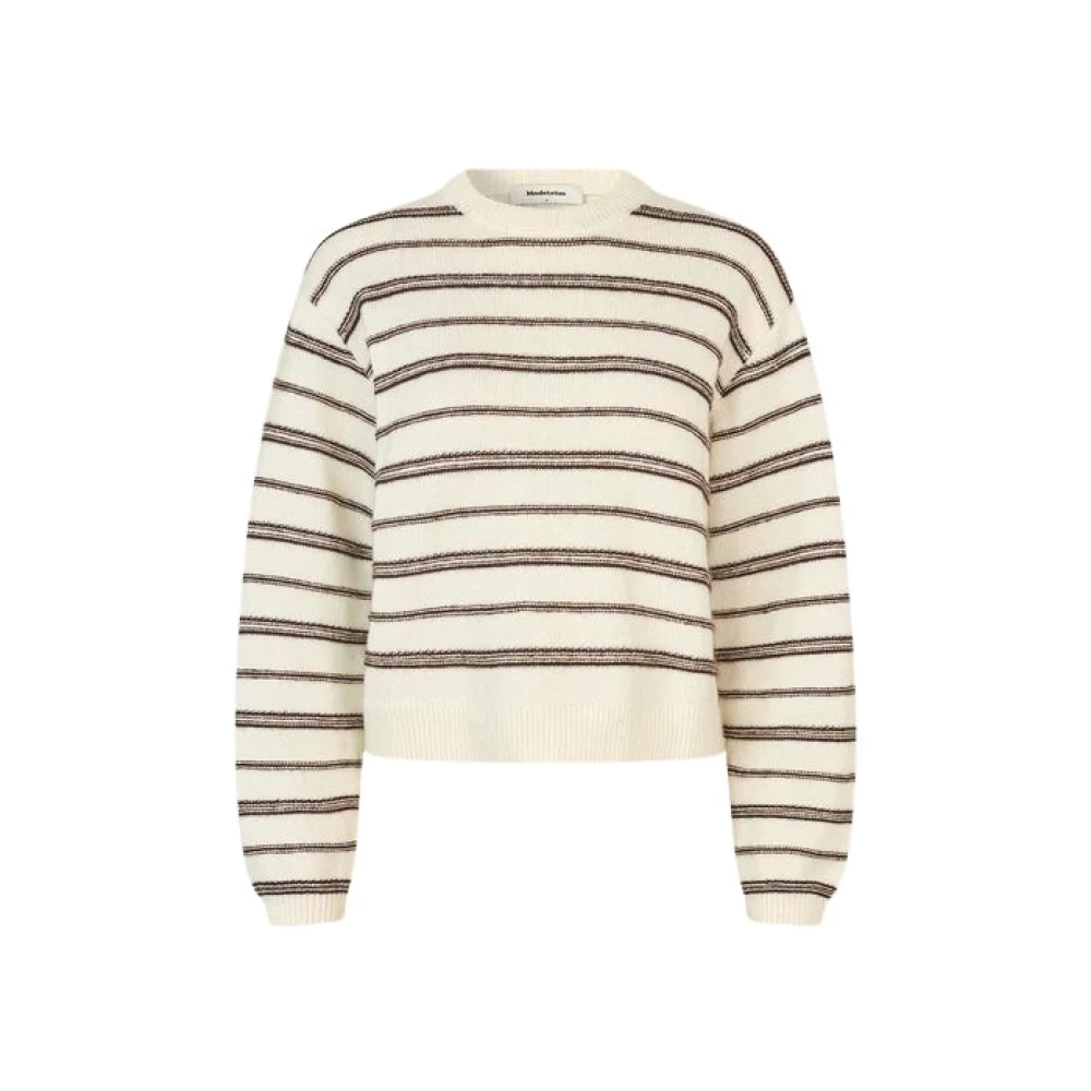 Modström Gestreepte oversized gebreide trui Beige Dames