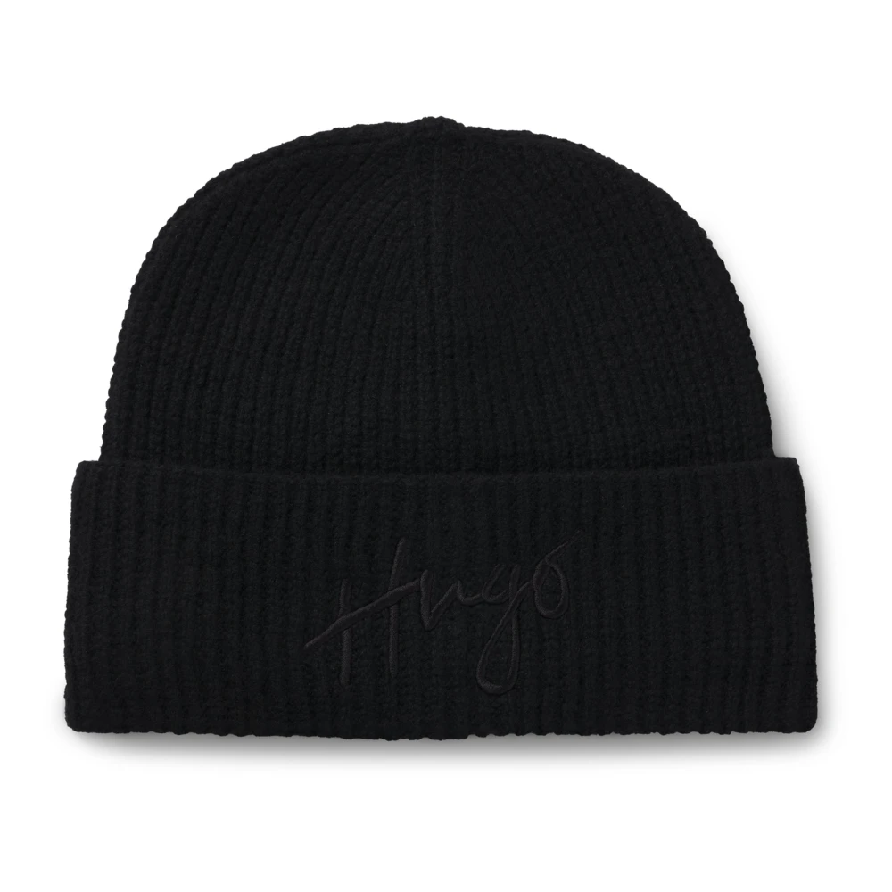 Hugo Boss Gebreide Logo Beanie Black Heren