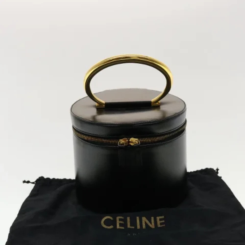 Celine Vintage Tweedehands Zwarte Leren Celine Clutch Black Dames